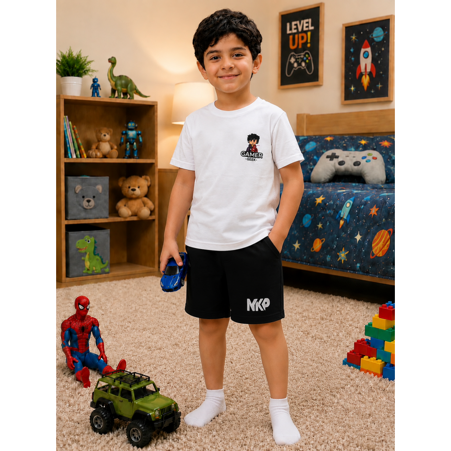 Boys Pajama set white gamer 