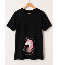 Girls T-shirt unicorn print black