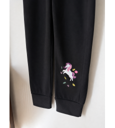 Girls pants unicorn print black