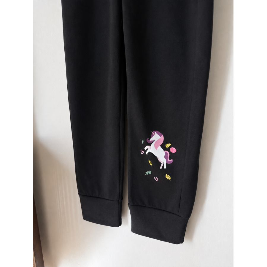 Girls pajama set unicorn black