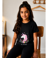 Girls pajama unicorn black