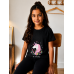 Girls pajama set unicorn black
