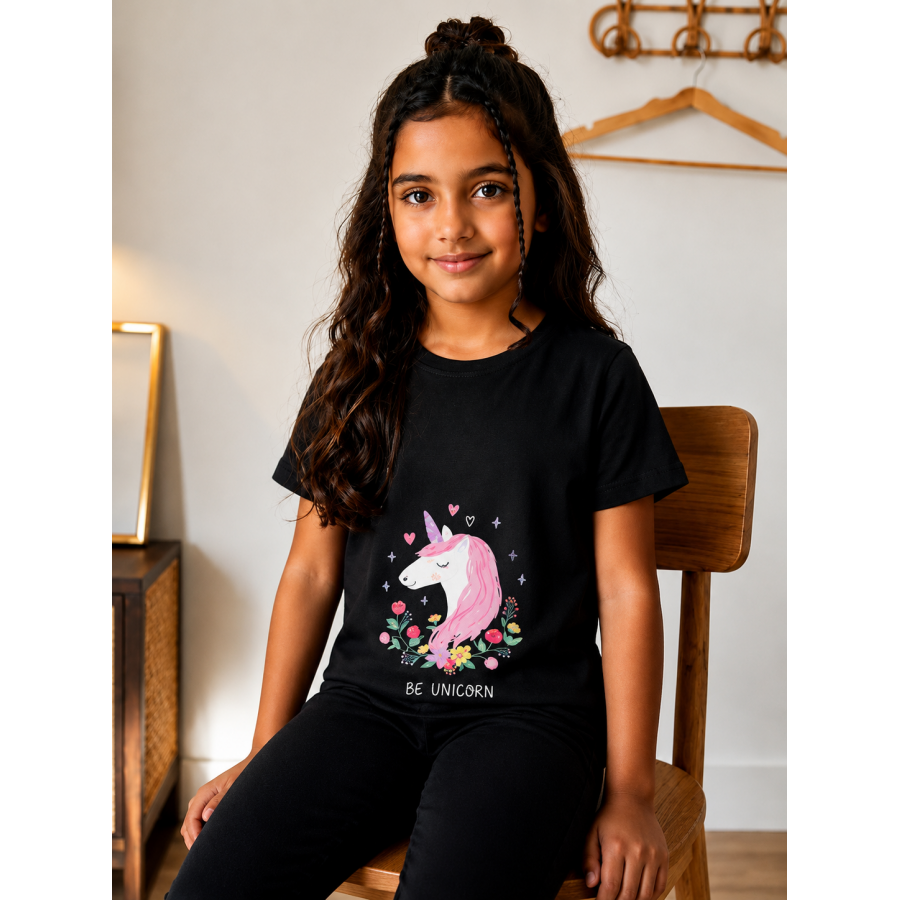 Girls pajama set unicorn black