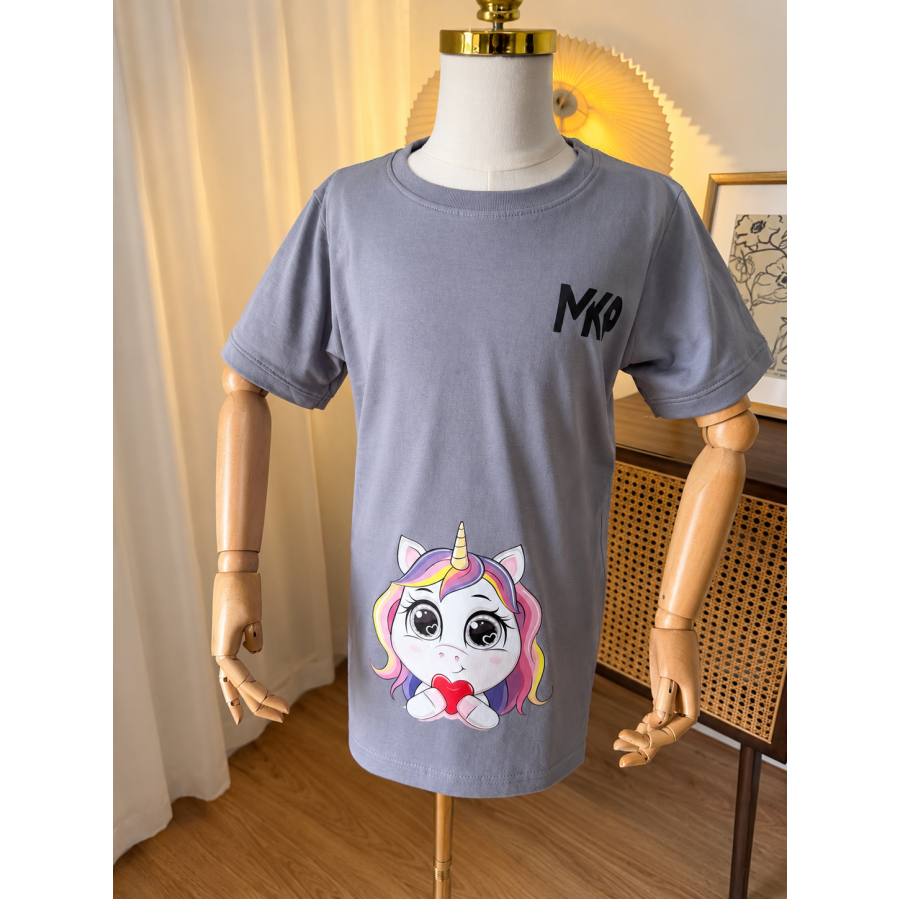 Girls pajama set unicorn grey and light purple