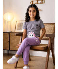 Girls pajama unicorn grey and light purple