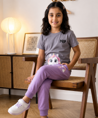 Girls pajama unicorn grey and light purple
