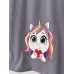 Girls pajama set unicorn grey and light purple