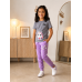 Girls pajama set unicorn grey and light purple